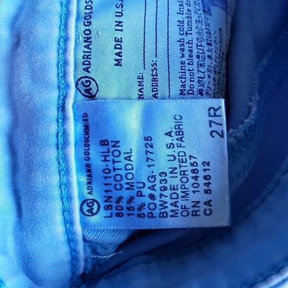 AG Adriano Goldschmied the Stilt Cigarette Leg Blue Jeans Size 27R - Picture 4 of 13